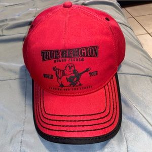 TRUE RELIGION RED STRAP BACK CAP